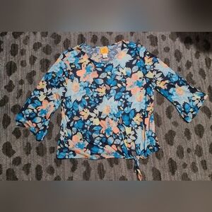 Ruby Rd. Blue Floral Top sz L